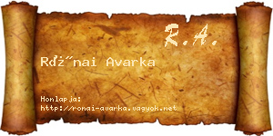 Rónai Avarka névjegykártya